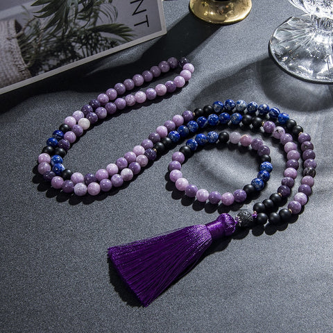 Purple Mica Lepidolite Mala Beads-ToShay.org