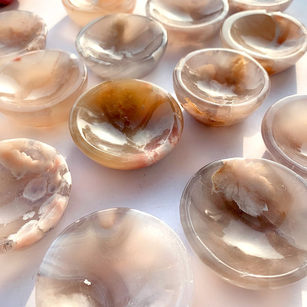 Pink Flower Agate Bowls-ToShay.org