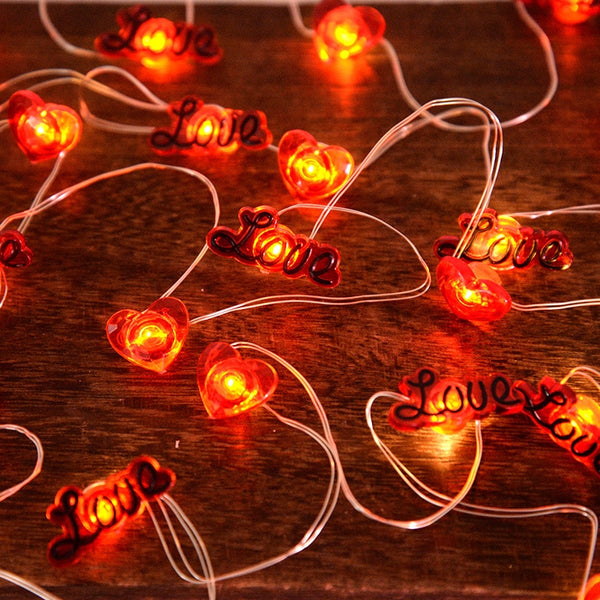 Red Love Heart String Lights-ToShay.org