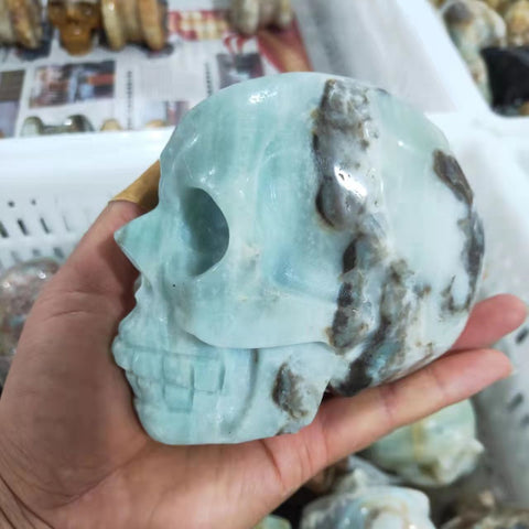 Blue Calcite Quartz Skull-ToShay.org