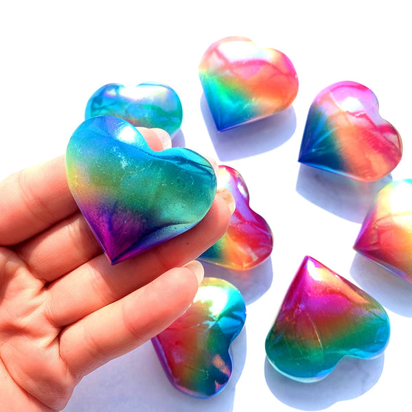Rainbow Aura Selenite Heart-ToShay.org
