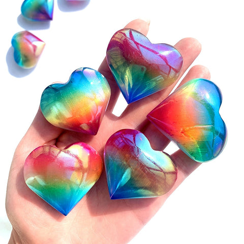 Rainbow Aura Selenite Heart-ToShay.org