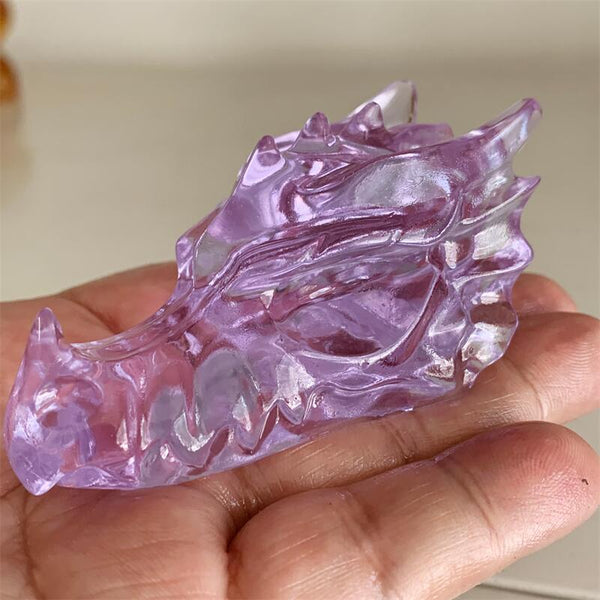 Pink Purple Glass Crystal Dragon Heads-ToShay.org