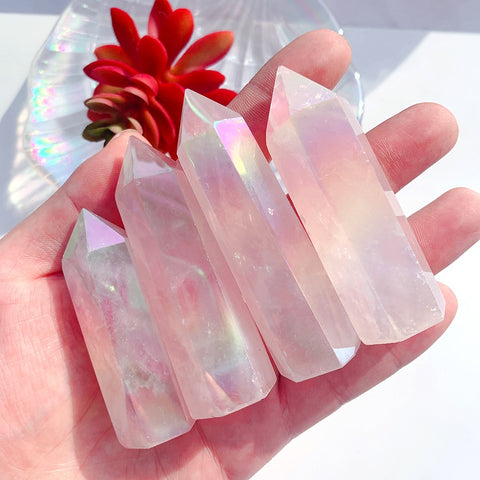 Pink Aura Rose Quartz Wand-ToShay.org