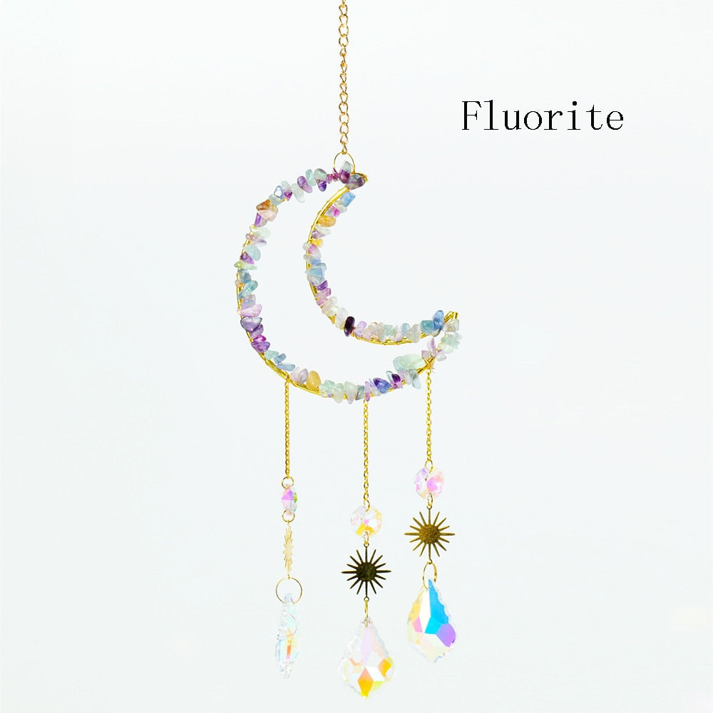 Gemstone Crystal Moon Suncatcher-ToShay.org