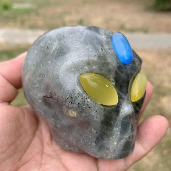 Grey Labradorite Alien Skull-ToShay.org