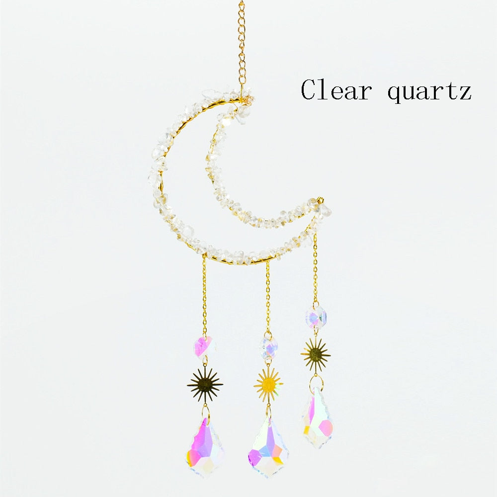 Gemstone Crystal Moon Suncatcher-ToShay.org