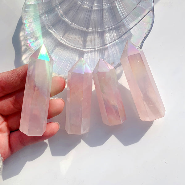 Pink Aura Rose Quartz Wand-ToShay.org