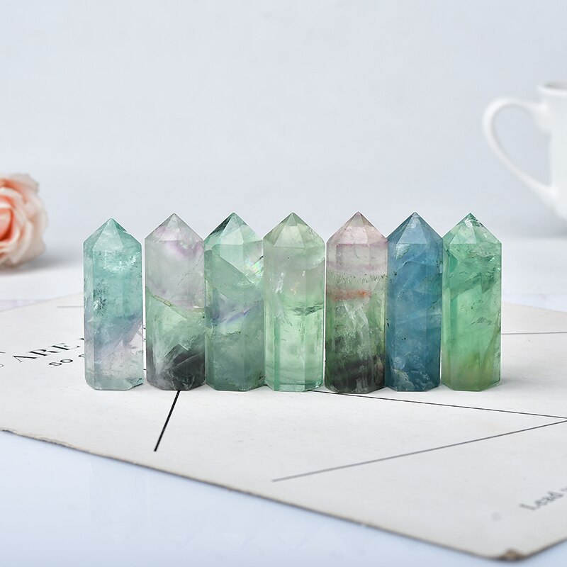 Green Fluorite Hexagonal Crystal Wand-ToShay.org