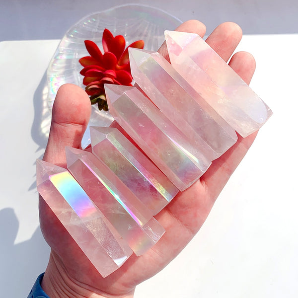 Pink Aura Rose Quartz Wand-ToShay.org