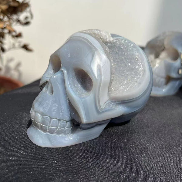 Grey Agate Geode Skull-ToShay.org