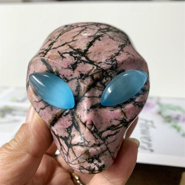 Pink Rhodonite Alien Skull-ToShay.org