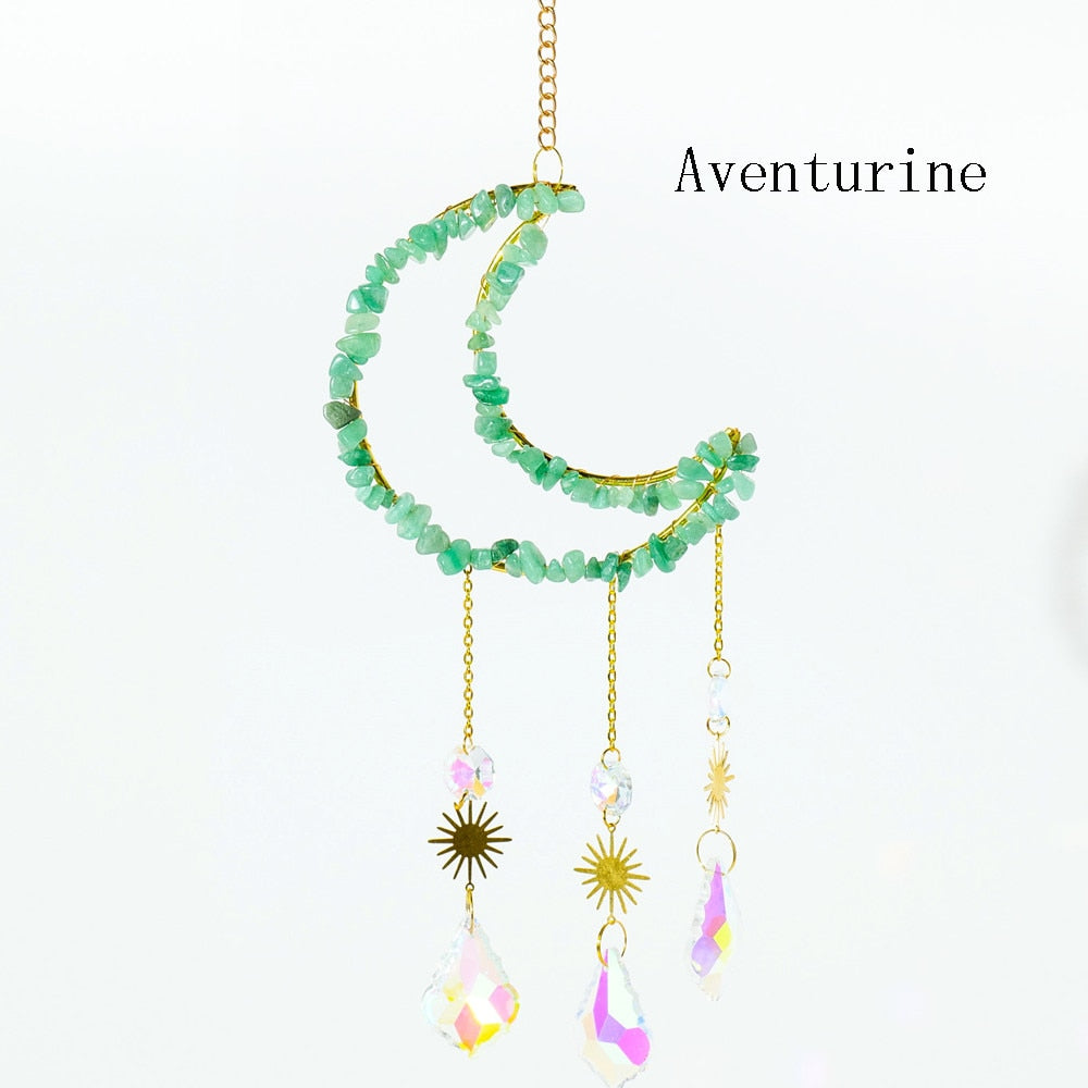 Gemstone Crystal Moon Suncatcher-ToShay.org