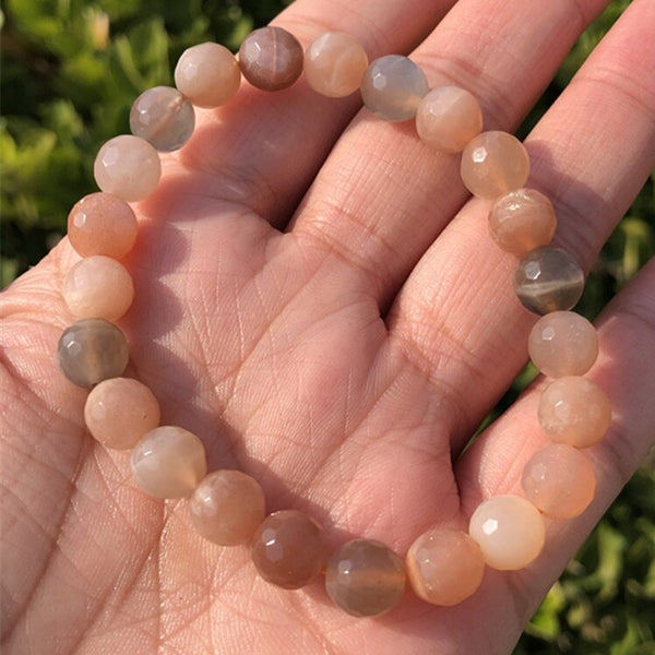 Pink Moonstone Faceted Bead Bracelet-ToShay.org
