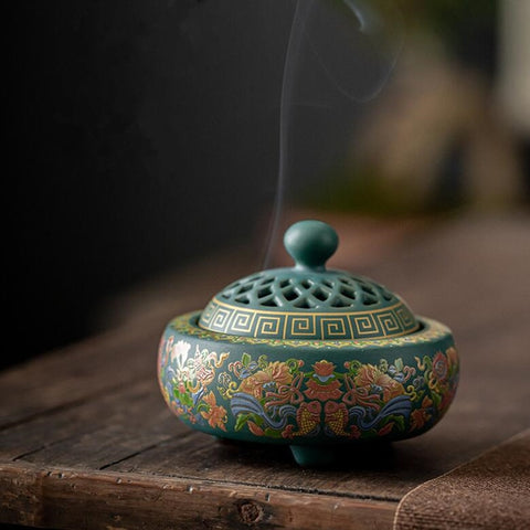 Painted Ceramic Incense Burner-ToShay.org