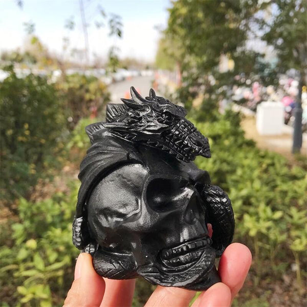 Black Obsidian Dragon Skull-ToShay.org