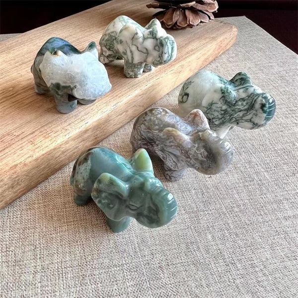 Green Moss Agate Elephant-ToShay.org