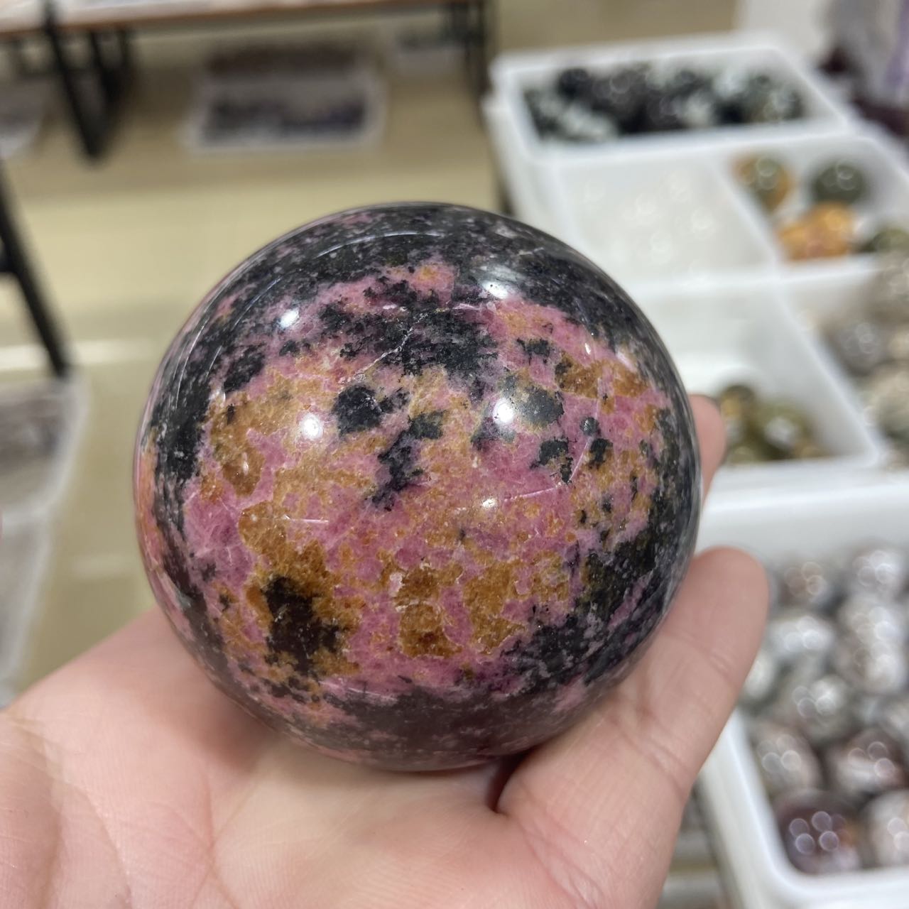 Pink Rhodonite Stone Ball-ToShay.org