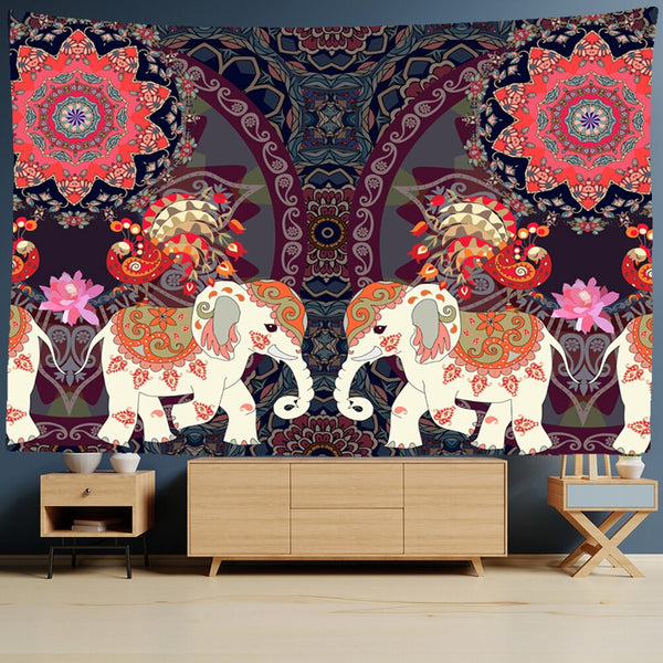 Indian Elephant Mandala Tapestry-ToShay.org