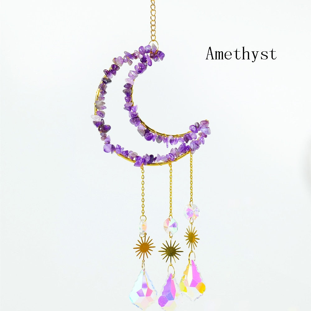 Gemstone Crystal Moon Suncatcher-ToShay.org