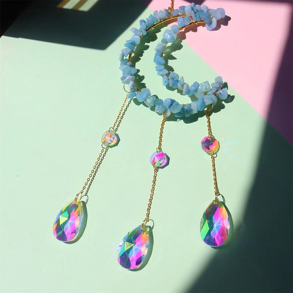 Gemstone Crystal Moon Suncatcher-ToShay.org