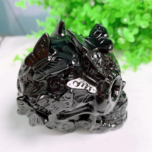 Black Obsidian Butterfly Skull-ToShay.org