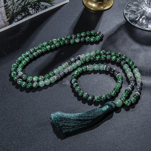 Green Epidote Mala Beads-ToShay.org