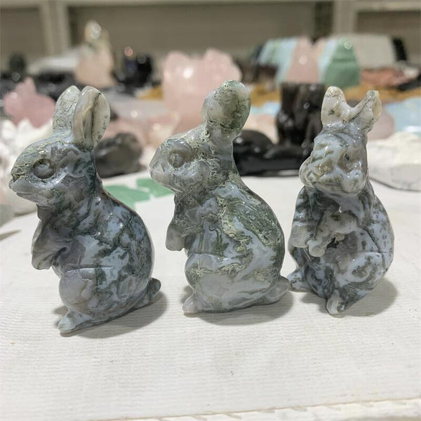 Green Moss Agate Rabbit-ToShay.org