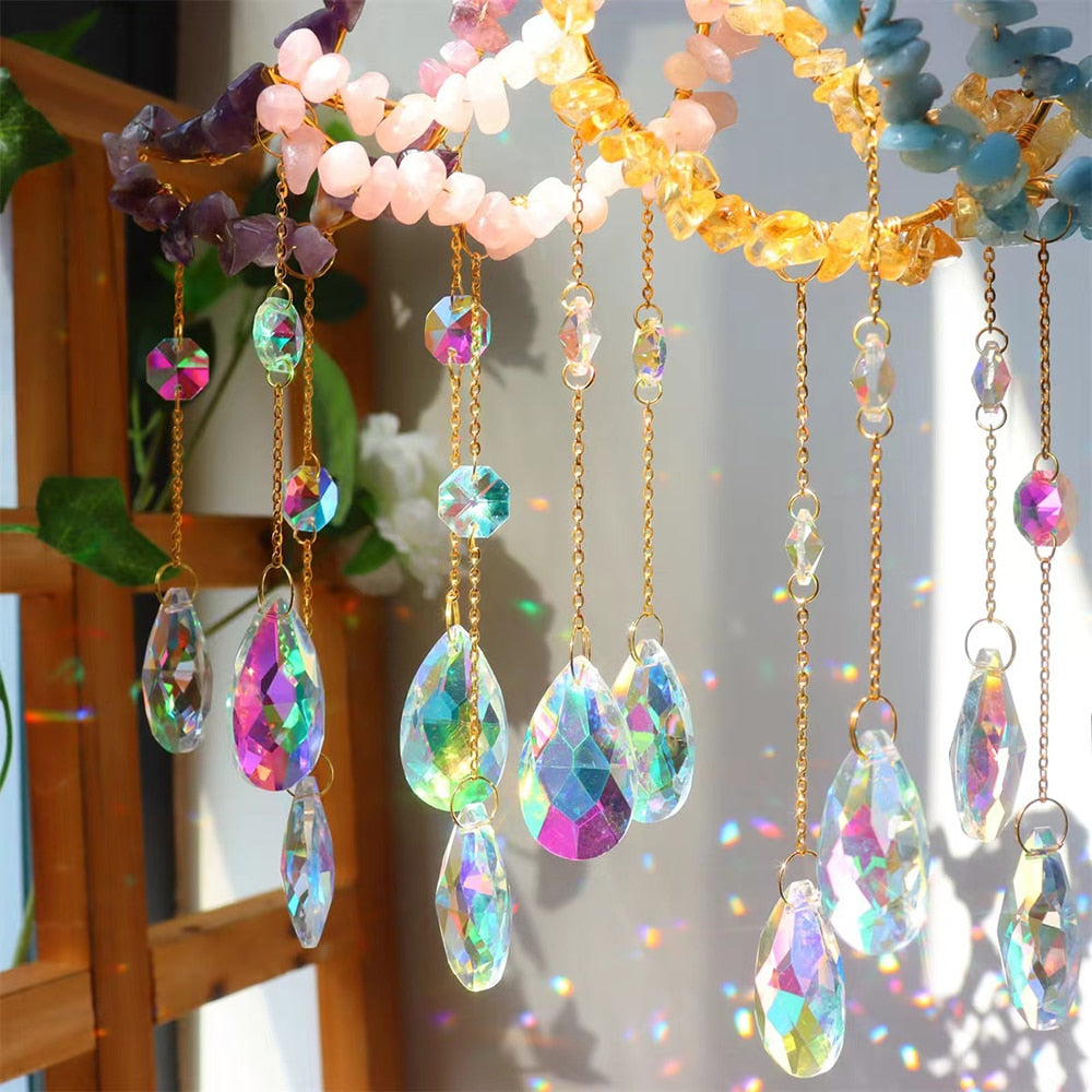 Gemstone Crystal Moon Suncatcher-ToShay.org