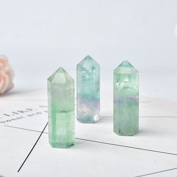 Green Fluorite Hexagonal Crystal Wand-ToShay.org