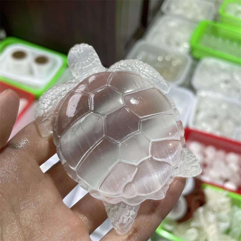 Natural White Selenite Crystal Tortoise - Feng Shui Healing Stone for Peace & Cleansing-ToShay.org