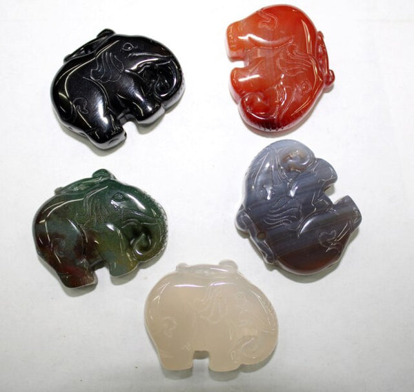 Mixed Agate Elephant Pendant-ToShay.org