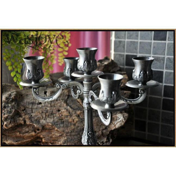 Antique Silver 5 Arms Candelabra-ToShay.org