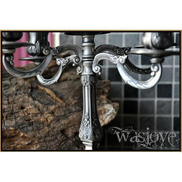 Antique Silver 5 Arms Candelabra-ToShay.org