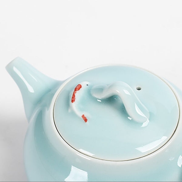 GoldFish Celadon Teapot-ToShay.org