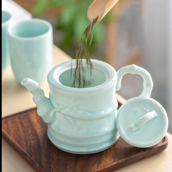 Eggshell Blue Celadon Teapot-ToShay.org