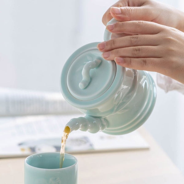 Eggshell Blue Celadon Teapot-ToShay.org