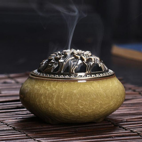 Crackle Glaze Incense Burner-ToShay.org