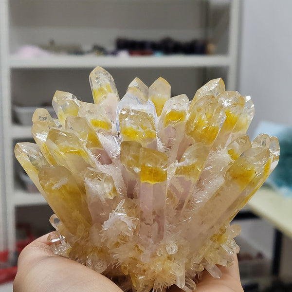 Yellow Ghost Phantom Crystal Cluster-ToShay.org
