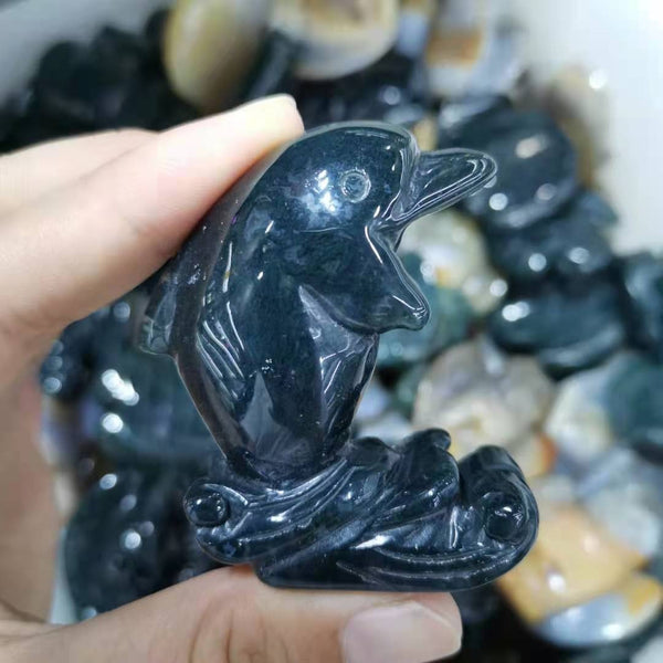 Green Moss Agate Dolphin-ToShay.org
