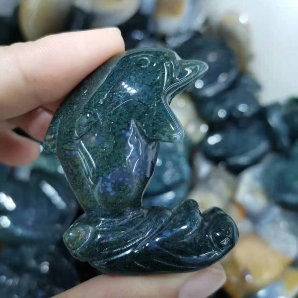 Green Moss Agate Dolphin-ToShay.org