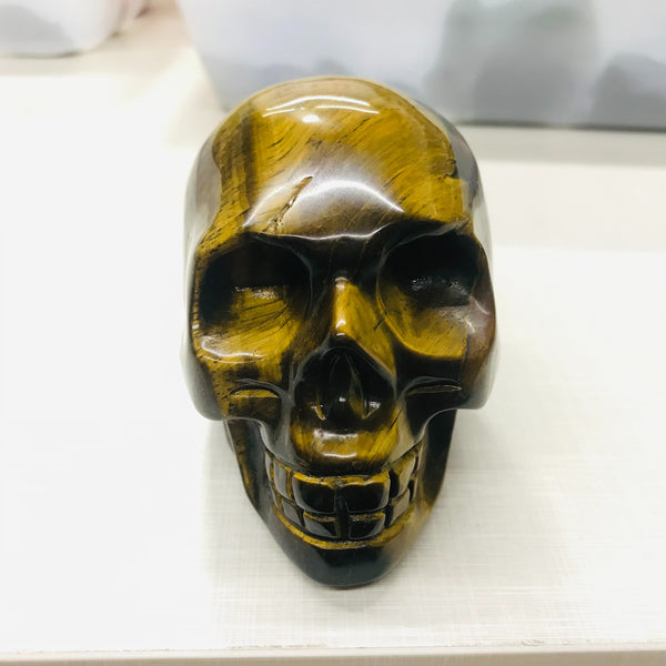 Yellow Tiger Eye Stone Skull-ToShay.org