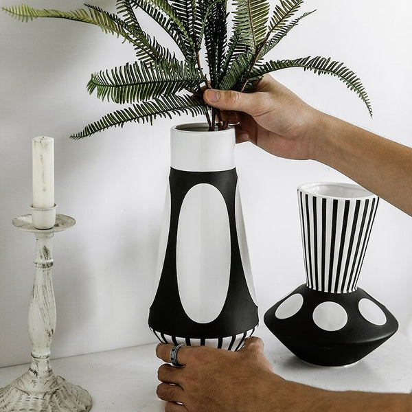 Black White Ceramic Vase-ToShay.org