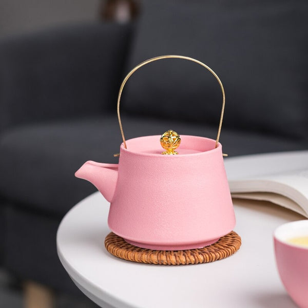 Pink Handle Ceramic Teapot-ToShay.org