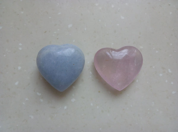 Pink Quartz and Celestite Hearts-ToShay.org