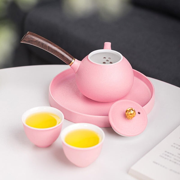 Pink Side Handle Teapot-ToShay.org