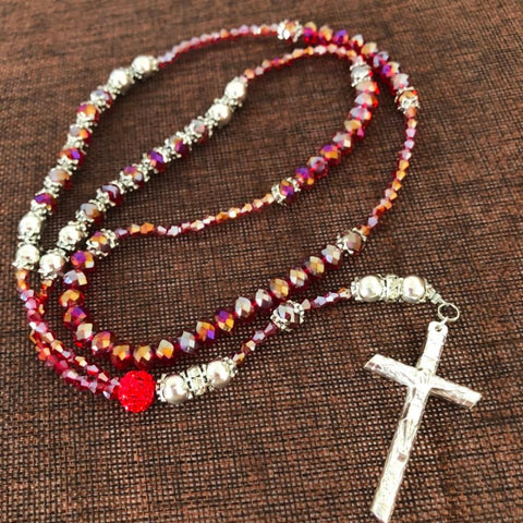 Red Crystal Rosary Beads-ToShay.org