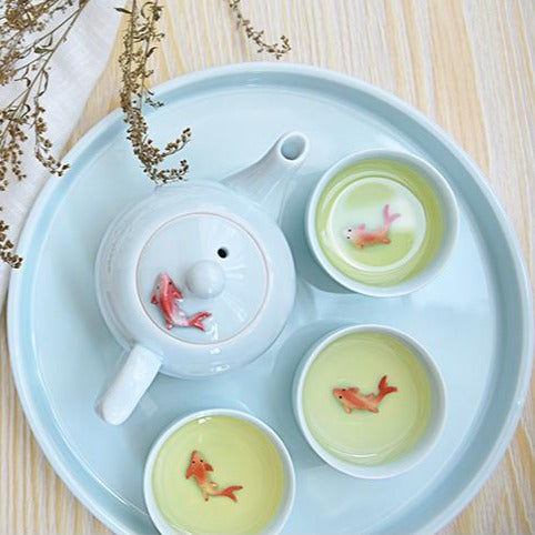Goldfish Eggshell Celadon Tea Sets-ToShay.org