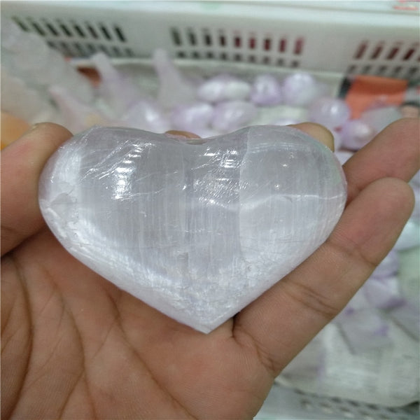 White Selenite Crystal Heart-ToShay.org