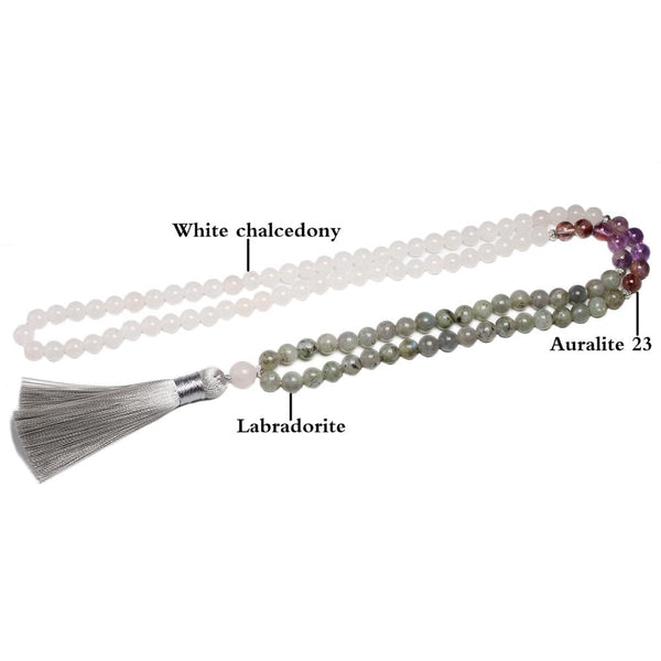 Grey Labradorite Chalcedony Mala Beads-ToShay.org